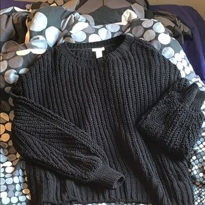 Black open knit chenille sweater